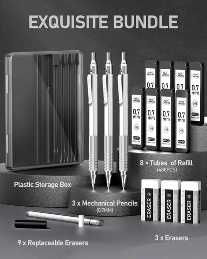 Metall-Künstlerbleistift-Set 0,7mm HB-Minen 480 Stück Zeichnen Ingenieure