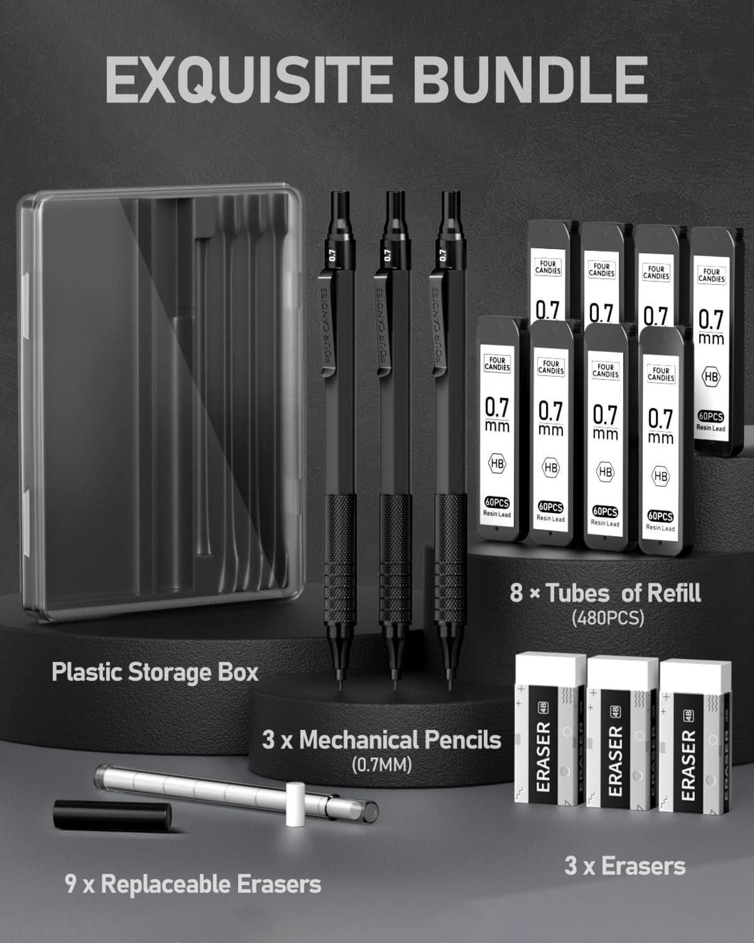 Druckbleistift-Set 0.7mm 480 Stück HB-Minenminen Röhren Etui Zeichnen