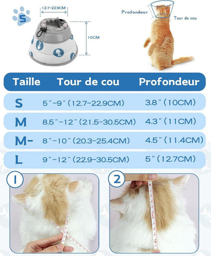 Halskrause für Katzen verstellbar weich grau 12.7-22.9cm