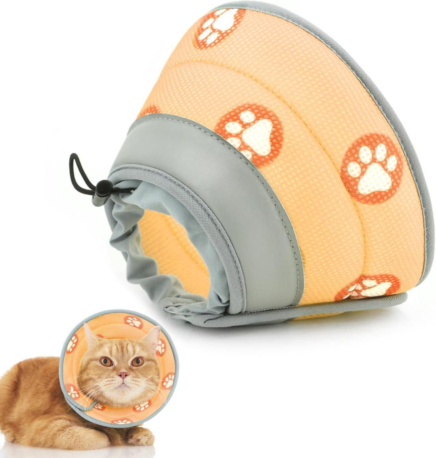 Verstellbarer Katzenkegel Weich Kragen für Katzen nach OP Orange S