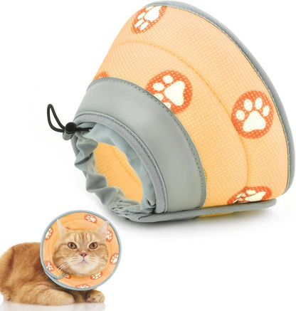Verstellbarer Katzenkegel Weich Kragen für Katzen nach OP Orange S