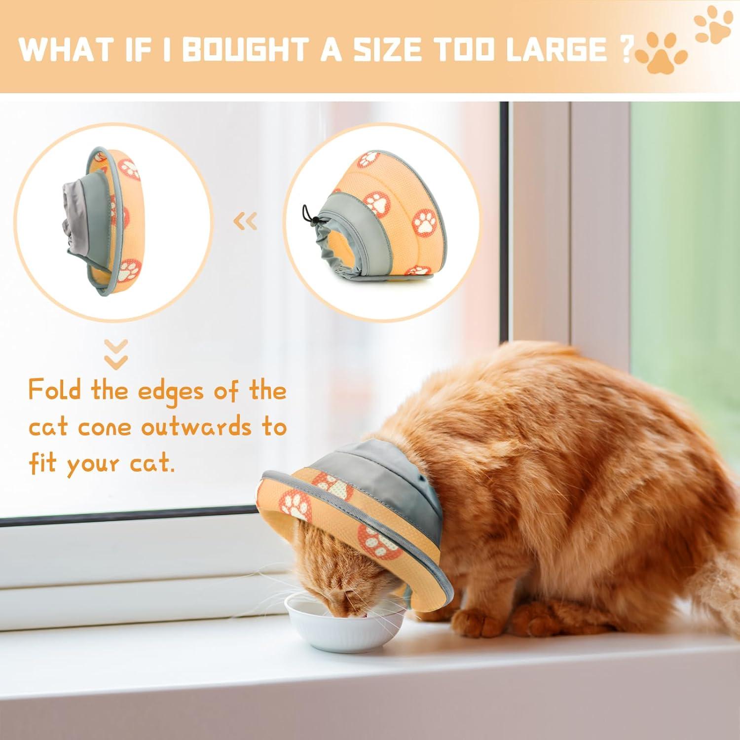Verstellbarer Katzenkegel Weich Kragen für Katzen nach OP Orange S