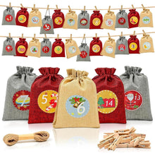 Adventskalender zum Befüllen 24 Stoffbeutel
