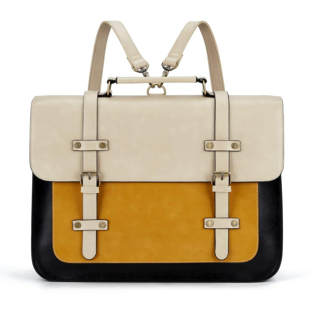 Damen Laptoptasche 15,6 Zoll Vintage Gelb in Lederoptik