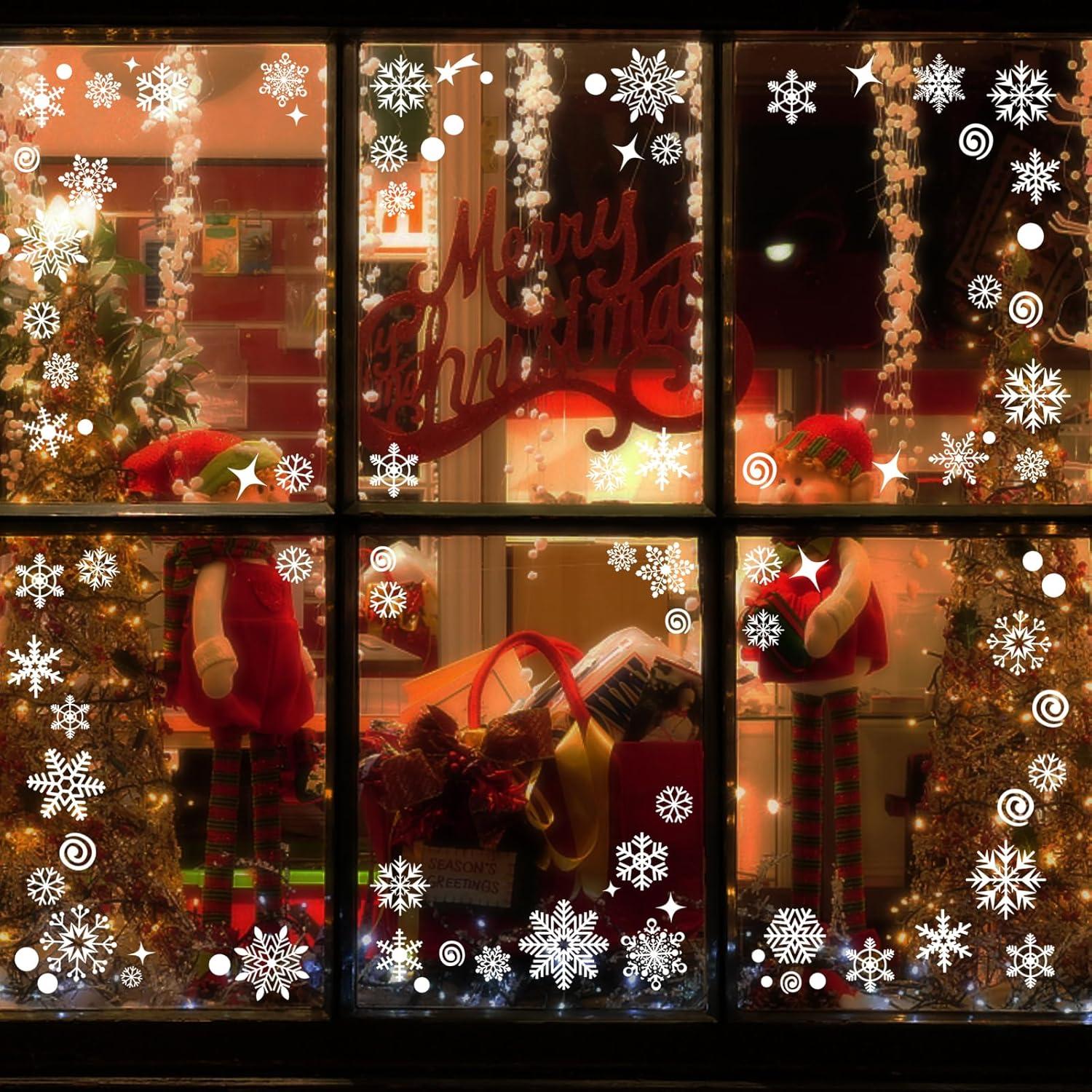 230 Pcs Fensterbilder Weihnachten Selbstklebend Schneeflocken