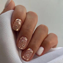 24er Set Glossy French Weiß Blumen Künstliche Aufklebe Nägel