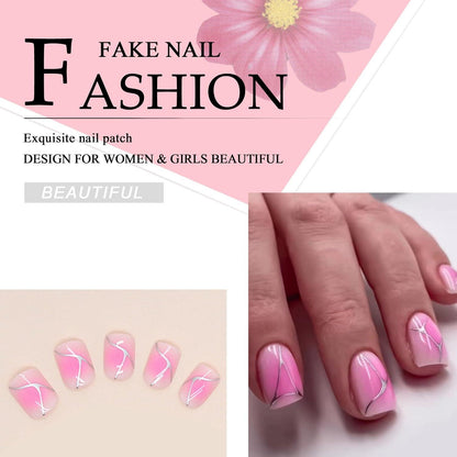 24 Stück Künstliche Nägel Aufkleben Gradient Rouge Glanz