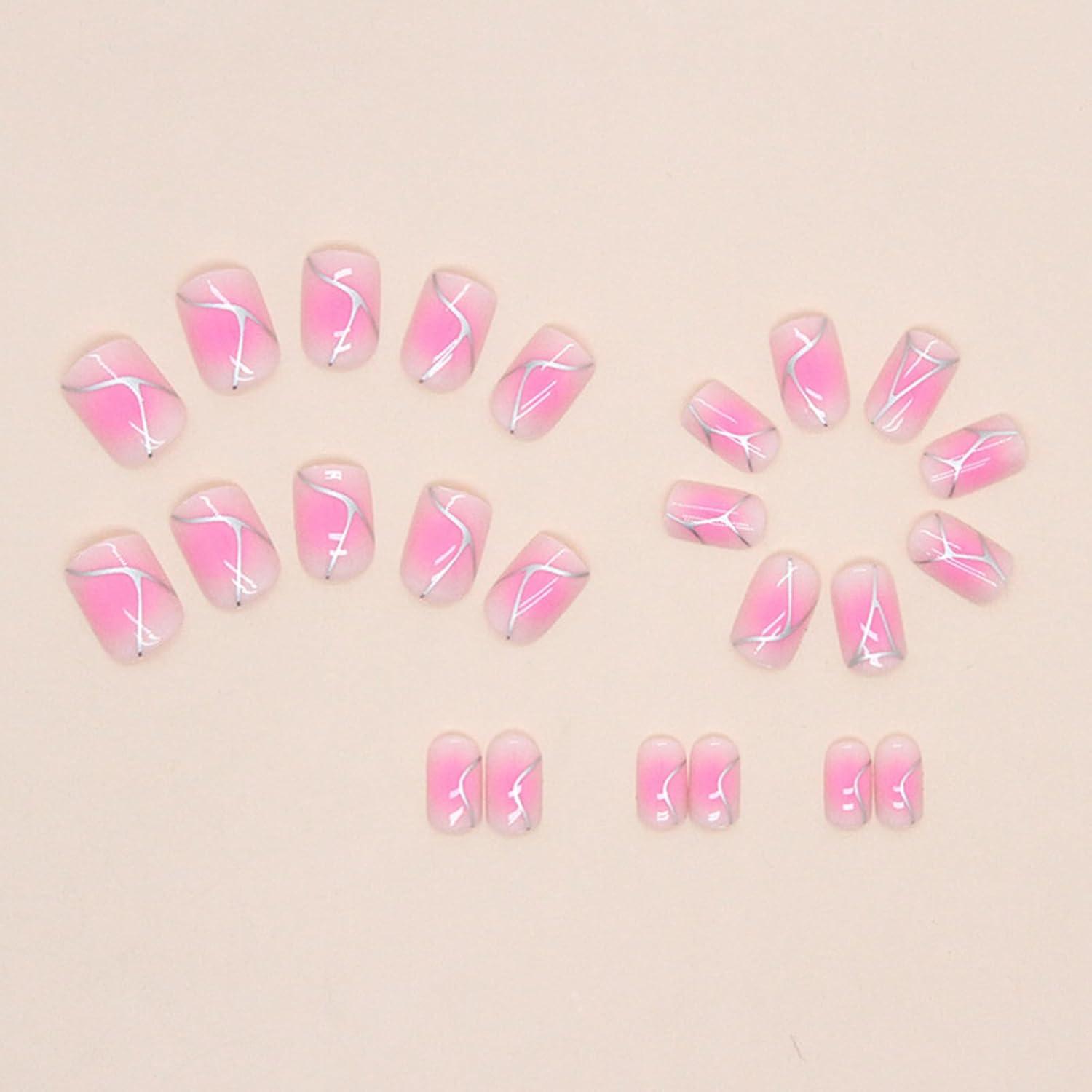 24 Stk. Künstliche Acryl Nägel French Rouge Gradient mit Klebepads