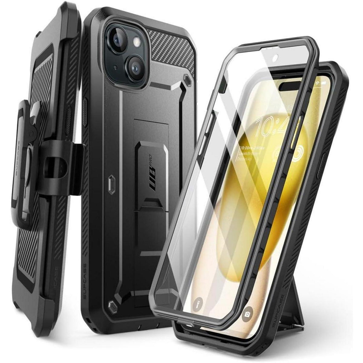 iPhone 15 Plus Hülle mit Displayschutz, Schwarz