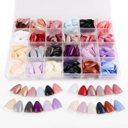 576er Mandel Glitzer Nägel Set Kurz Oval Fake Nails Glossy