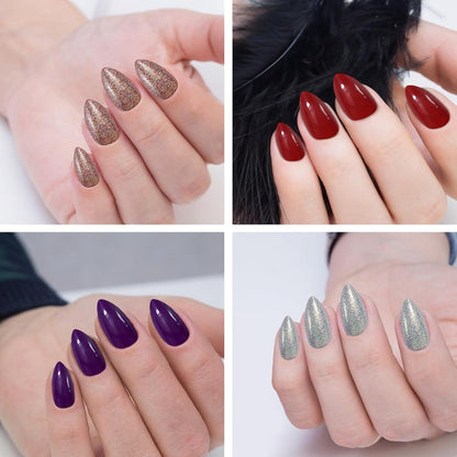 576 Pcs Glitzer Mandel Nägel Aufkleben Set mit Nagelfeile