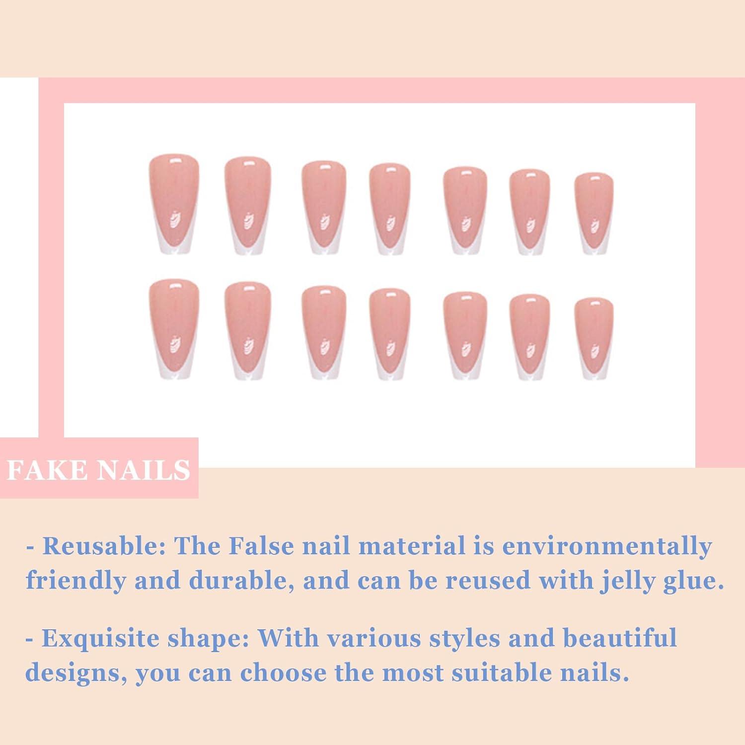 24 Stück Nägel Aufkleben Eckig Nude Rosa Press on Nails Full Cover Ballerina Acryl Fingernägel