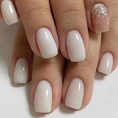 24er Set Eckige Glitzer Kunstnägel Press on Nails Natürlich-Falsche