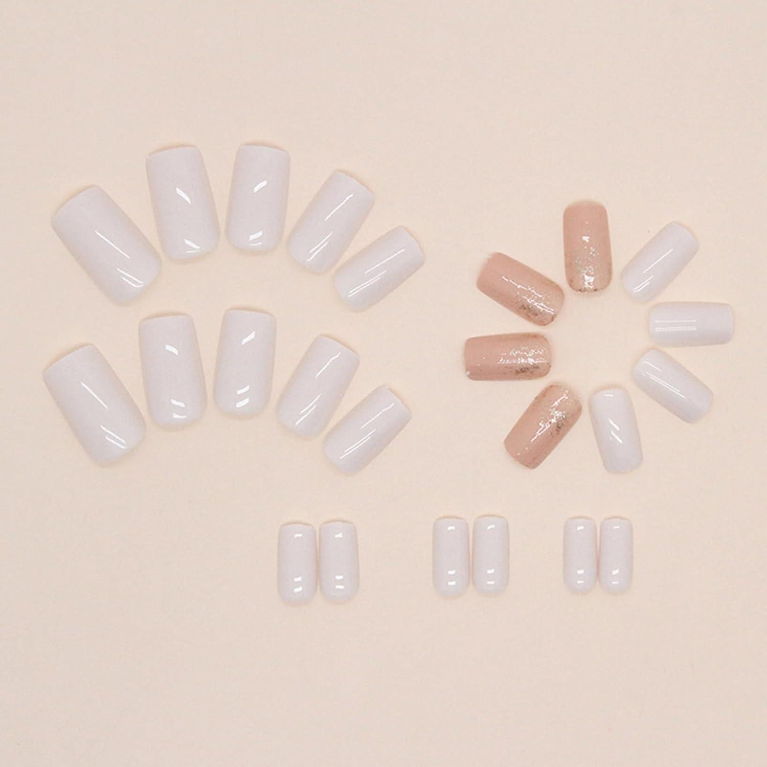 24er Set Eckige Glitzer Kunstnägel Press on Nails Natürlich-Falsche