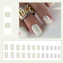 24 Stück Eckige French Tips Nägel Kurz Weiß Glänzend für