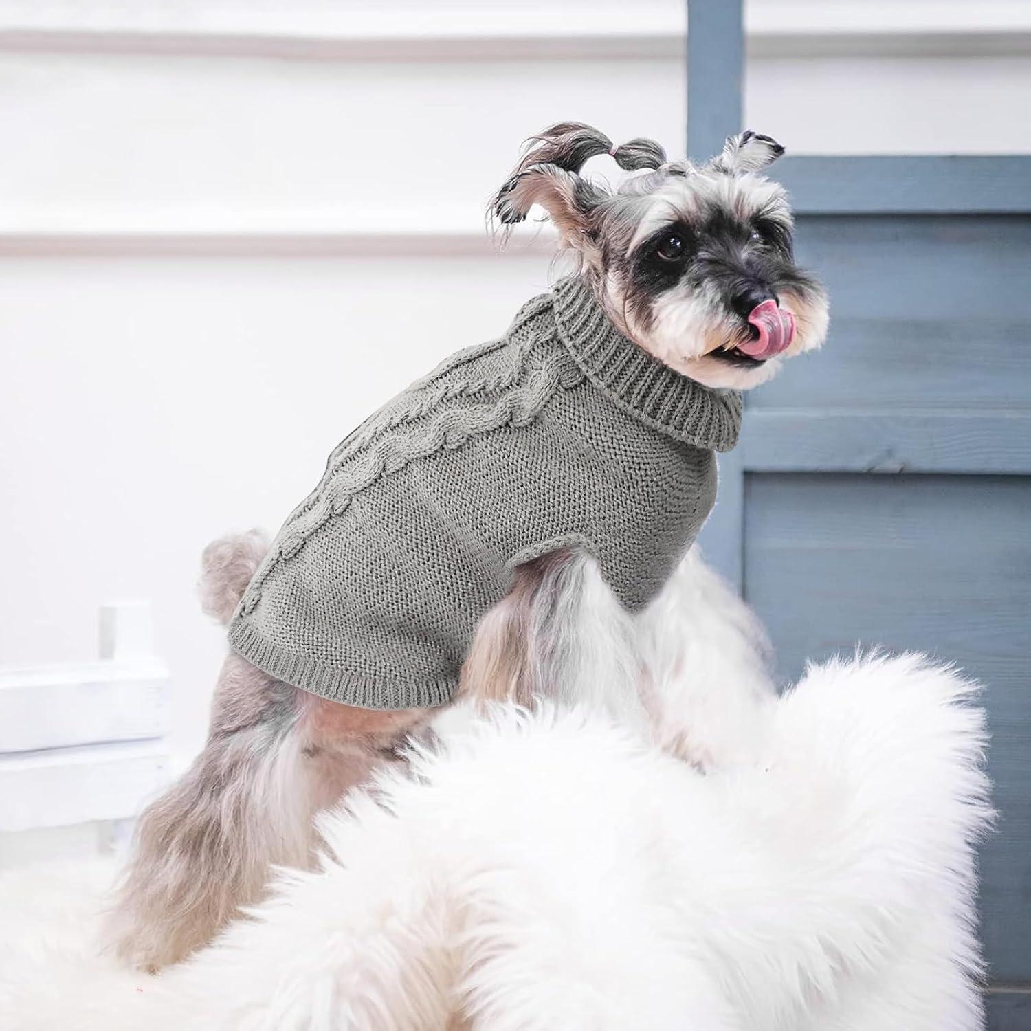 Hundepullover Winter Warmer Rollkragen Strickpullover Katze Medium