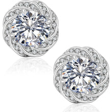 Moissanite Damen Ohrringe 925 Silber Blume Halo 1,0/2,0