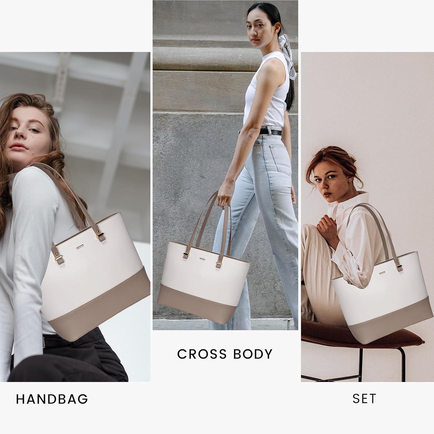 Große Handtasche Damen Set Leder Schultertasche 3-teilig