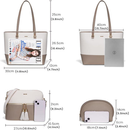 Große Damen Handtasche Schultertasche Set Leder 3-teilig LOVEVOOK