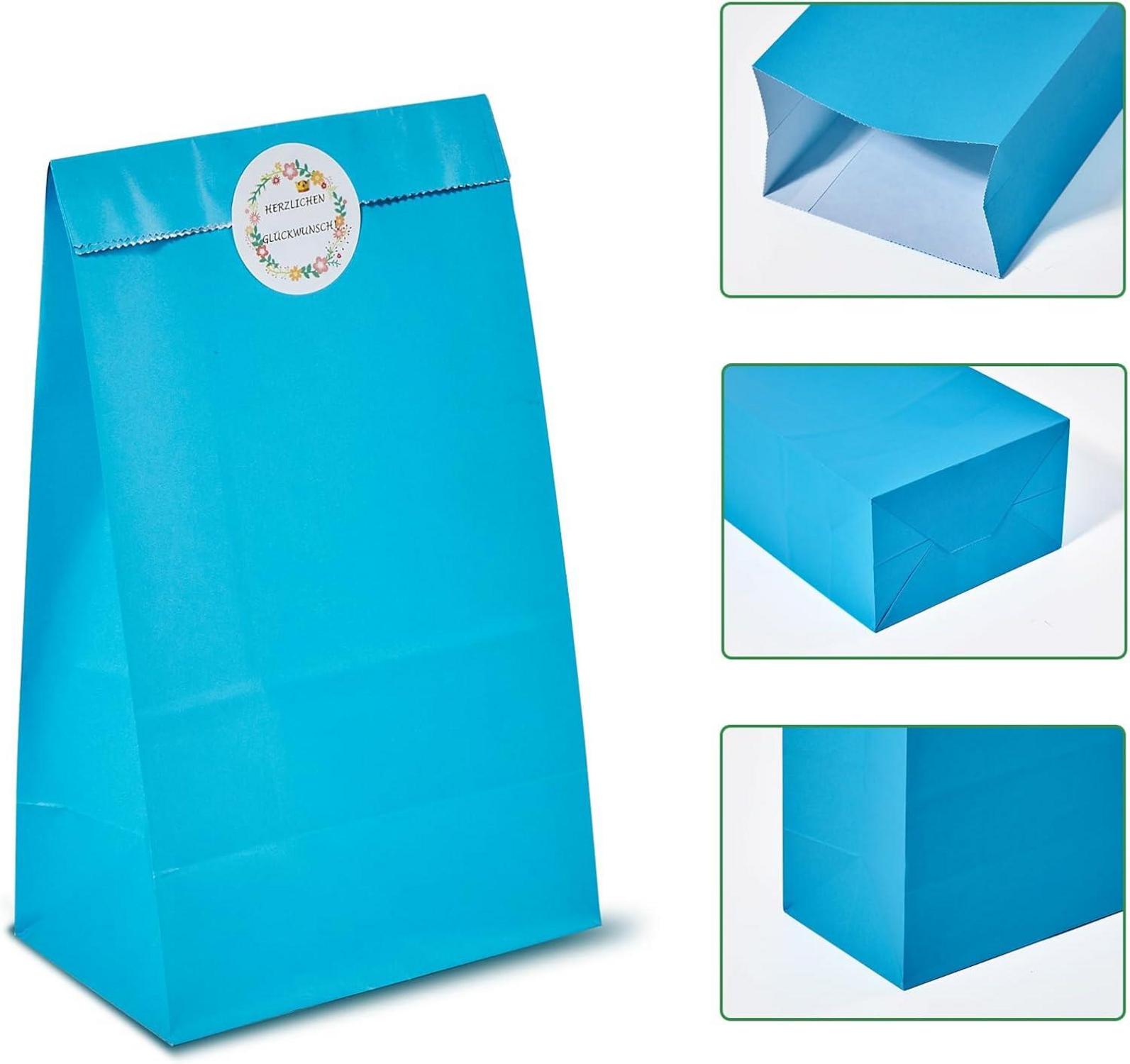 40 Stück Papiertüten mit 90 Aufklebern, Geschenktüten für Kindergeburtstag, Hochzeit, Party