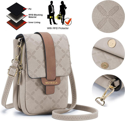 Handytasche Umhängetasche RFID Damen Leder große Kapazität