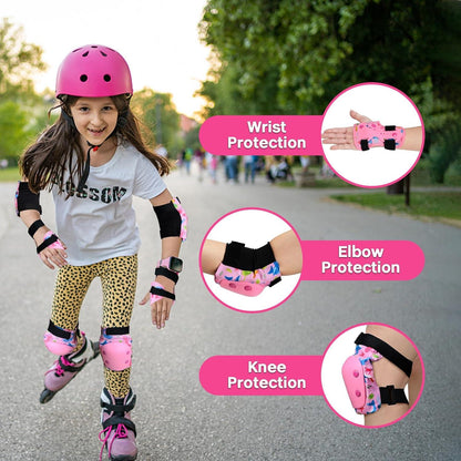 Knieschoner Kinder Mädchen Schützer für Inline Skates Skateboard Rosa