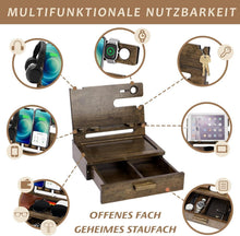 Holz Schubladen Organizer iPhone Docking Station Männer