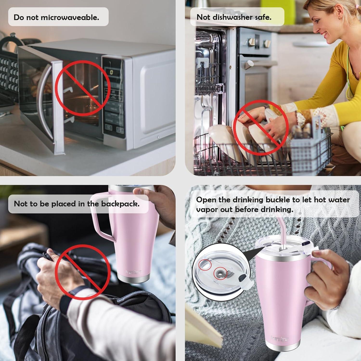 Thermobecher 850ml Edelstahl Isolierbecher Strohhalm Kaffeebecher to go 30oz
