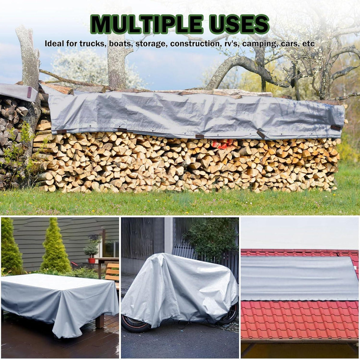 Wasserdichte Abdeckplane 3x4m – Robust & UV-Schutz Grau