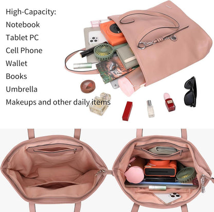 Elegante Damen Handtasche groß mit Streifenmuster und Laptopfach