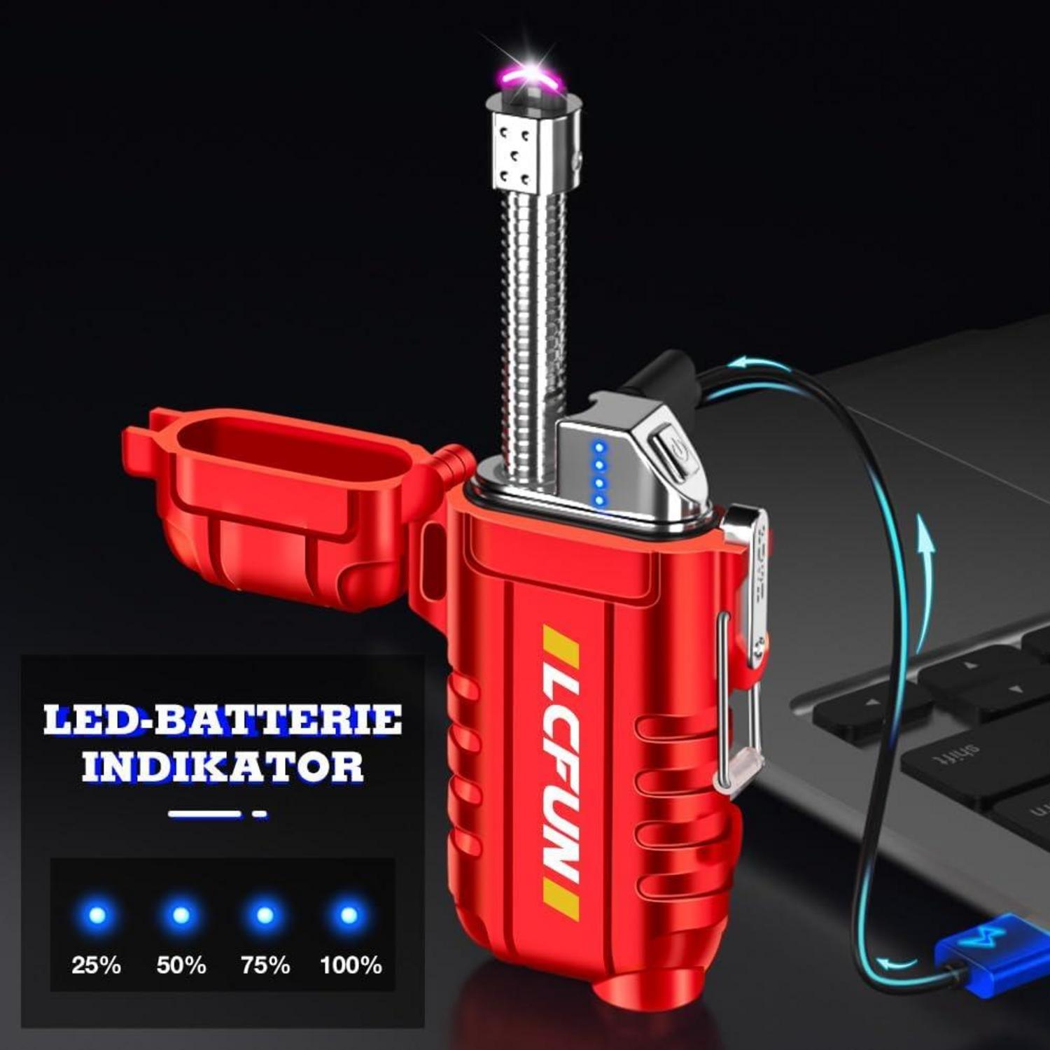 Elektrisches USB C Feuerzeug Flexibler Hals Winddicht LED-Anzeige