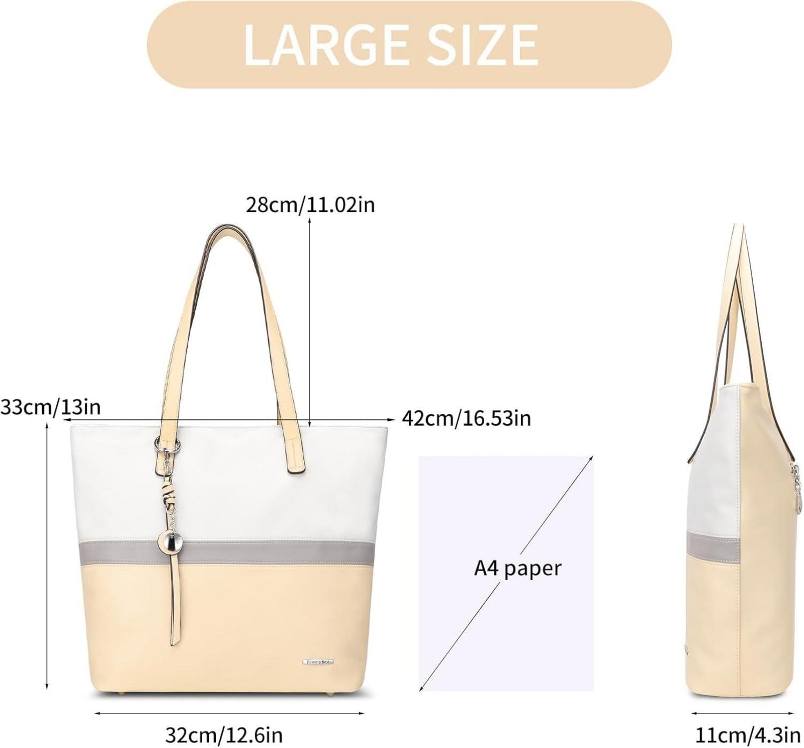 Große Damen Handtasche Shopper für Büro Schule Einkauf 13-Zoll A4 Patchwork