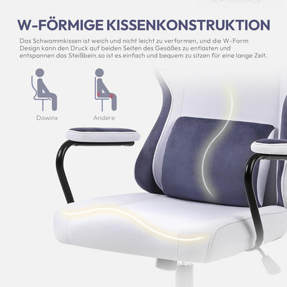 Gaming Stuhl für Erwachsene mit Lendenwirbelstütze und Recline, Stoff, Gray