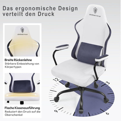 Gaming Stuhl für Erwachsene mit Lendenwirbelstütze und Recline, Stoff, Gray