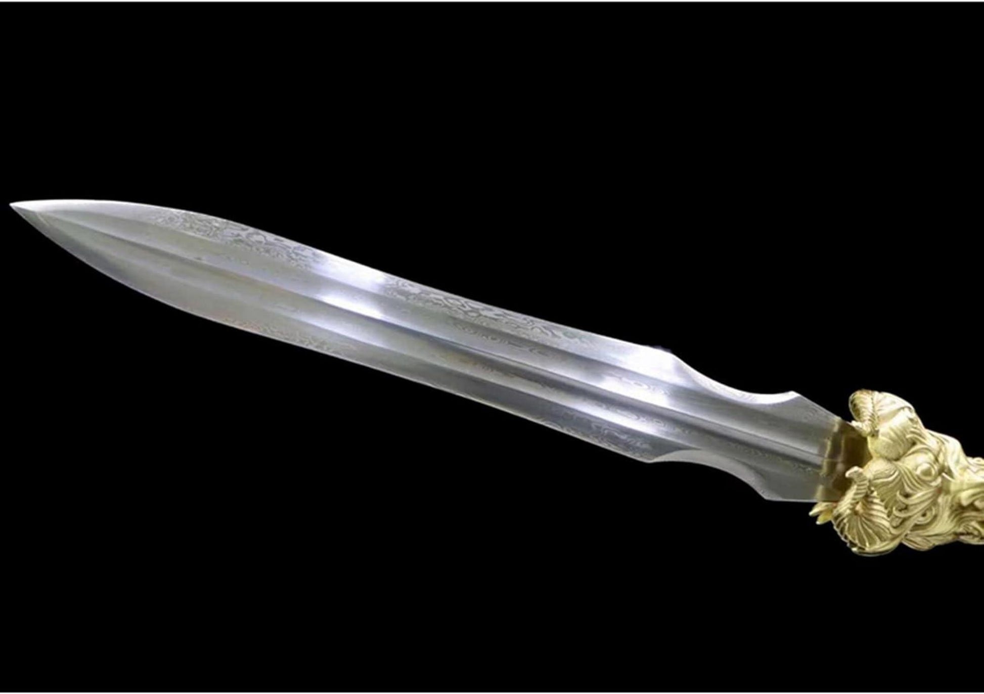 123cm Damaskus Stahl Speer scharf abnehmbar Kupferkopf