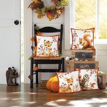 Herbsttiere Kissenbezüge 4er Set 45x45 cm Fuchs Eule Hirsch