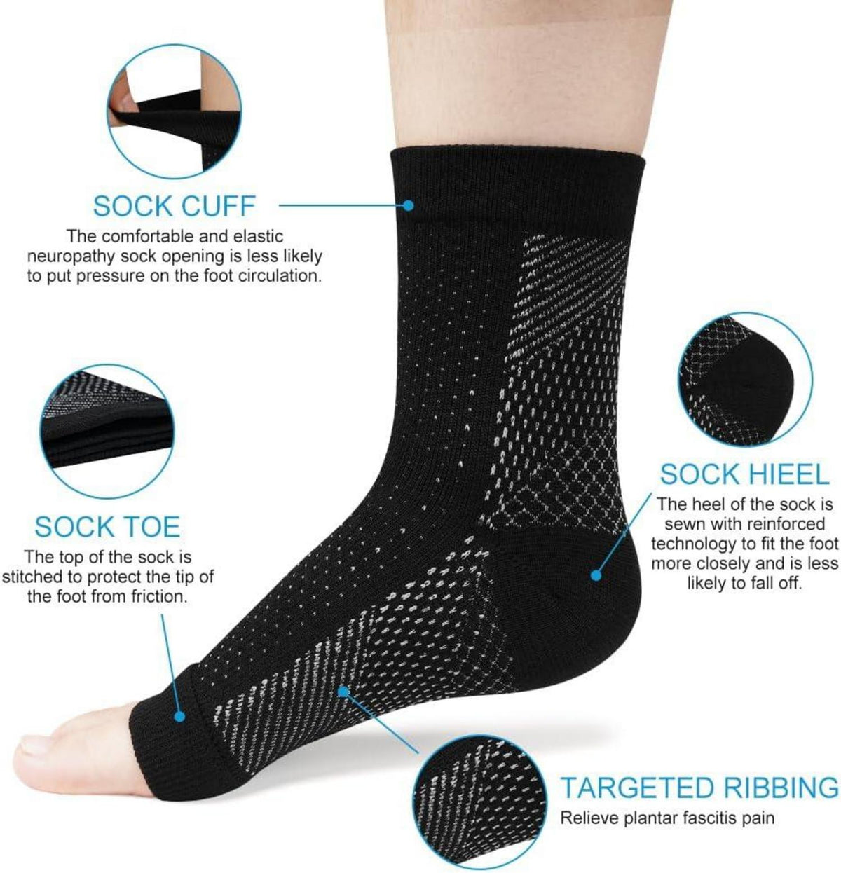 ACWOO Neuropathie Socken 4 Paar Plantarfasziitis