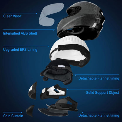 Motorradhelm Integralhelme Vollvisierhelm Erwachsene Atmungsaktiv ECE