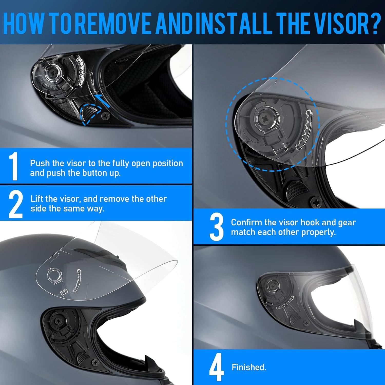 Motorradhelm Integralhelm Vollvisierhelm Atmungsaktiv ECE zertifiziert 57-58cm