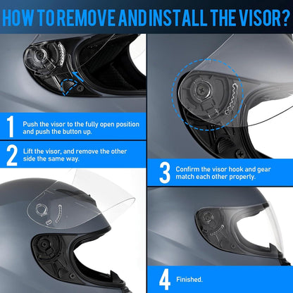 Motorradhelm Integralhelm Vollvisierhelm Atmungsaktiv ECE zertifiziert 57-58cm