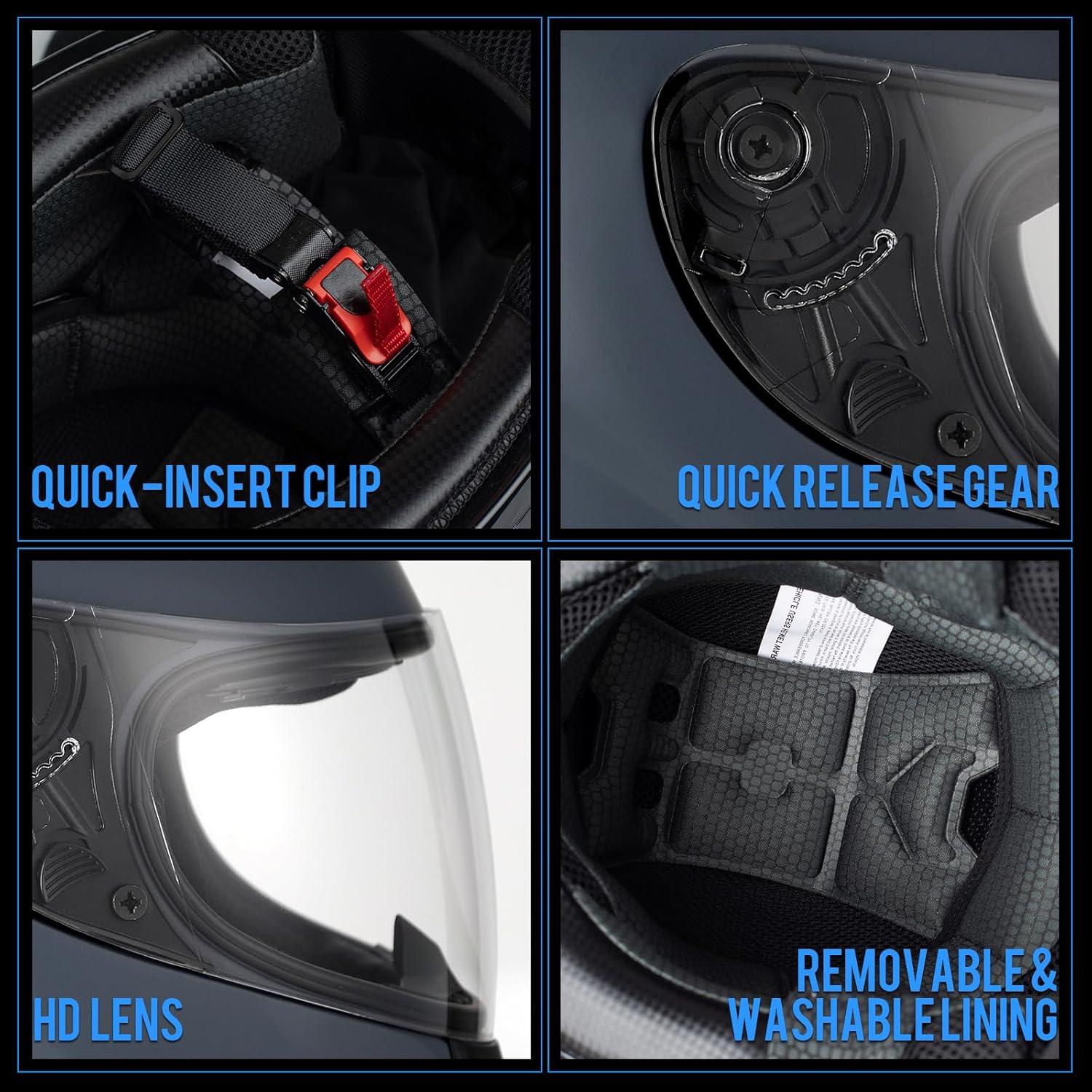 Motorradhelm Integralhelm Vollvisierhelm Atmungsaktiv ECE zertifiziert 57-58cm