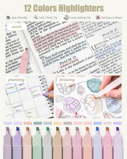 Pastell Textmarker Gelstifte Druckbleistift Set Mäppchen für Mädchen