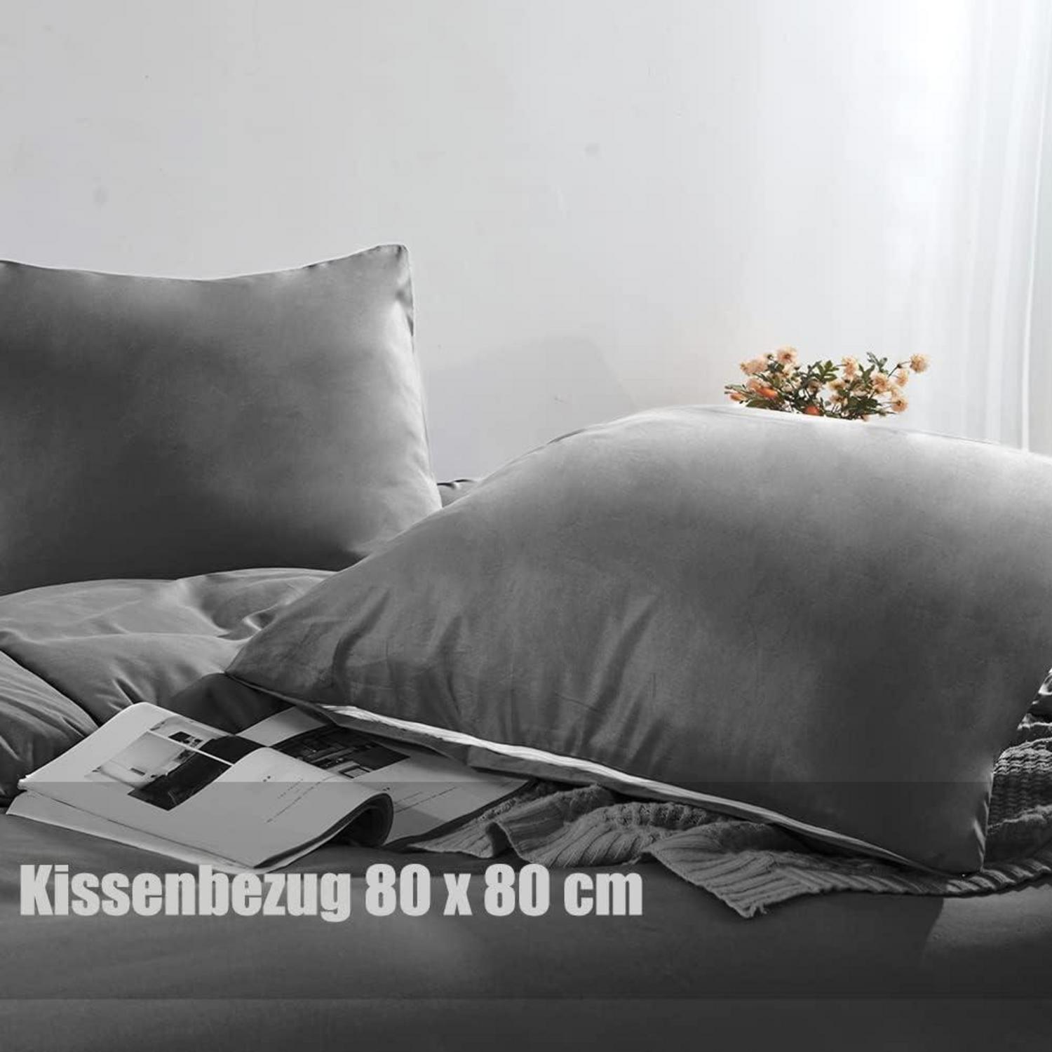 Soifox Anthrazit Bettwäsche-Set Mikrofaser 135x200 Reißverschluss ✓ 1 Bettbezug