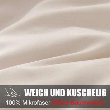 Bettwäsche-Set Mikrofaser Beige 135x200 Reißverschluss 1 Bettbezug