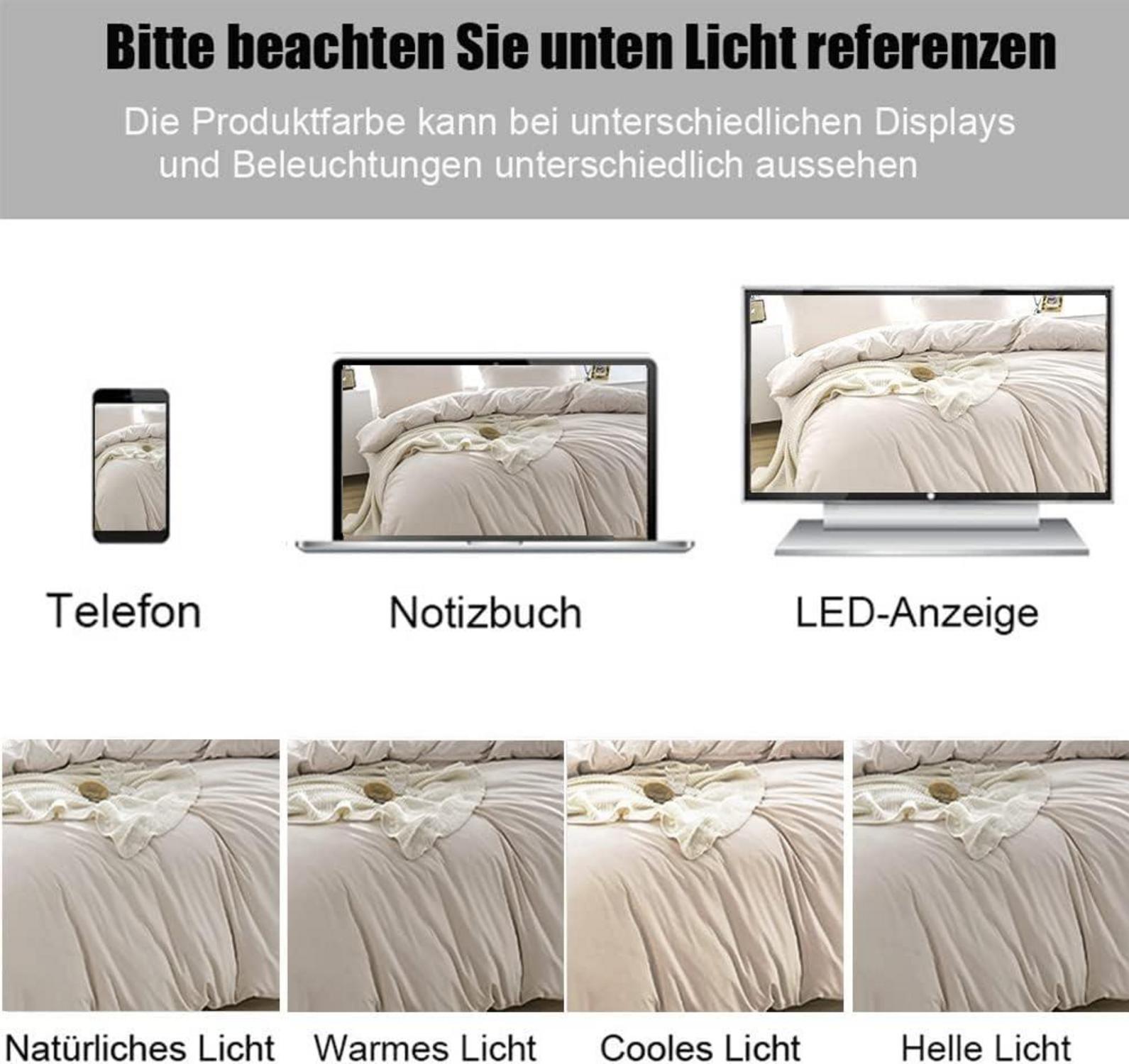 Bettwäsche Set Beige 135x200 Mikrofaser bügelfrei Reißverschluss