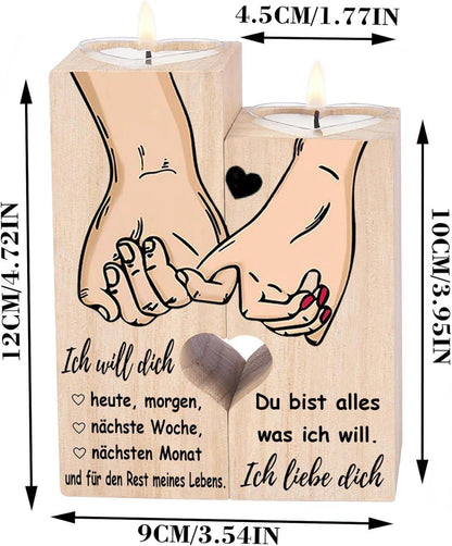 Romantisches Kerzenhalter Geschenk für Paare Jahrestag Hochzeitstag 10x4,5x12cm