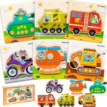 Dinosaurier Autos Holzpuzzle 2-4 Jahre Montessori 9-10Stk