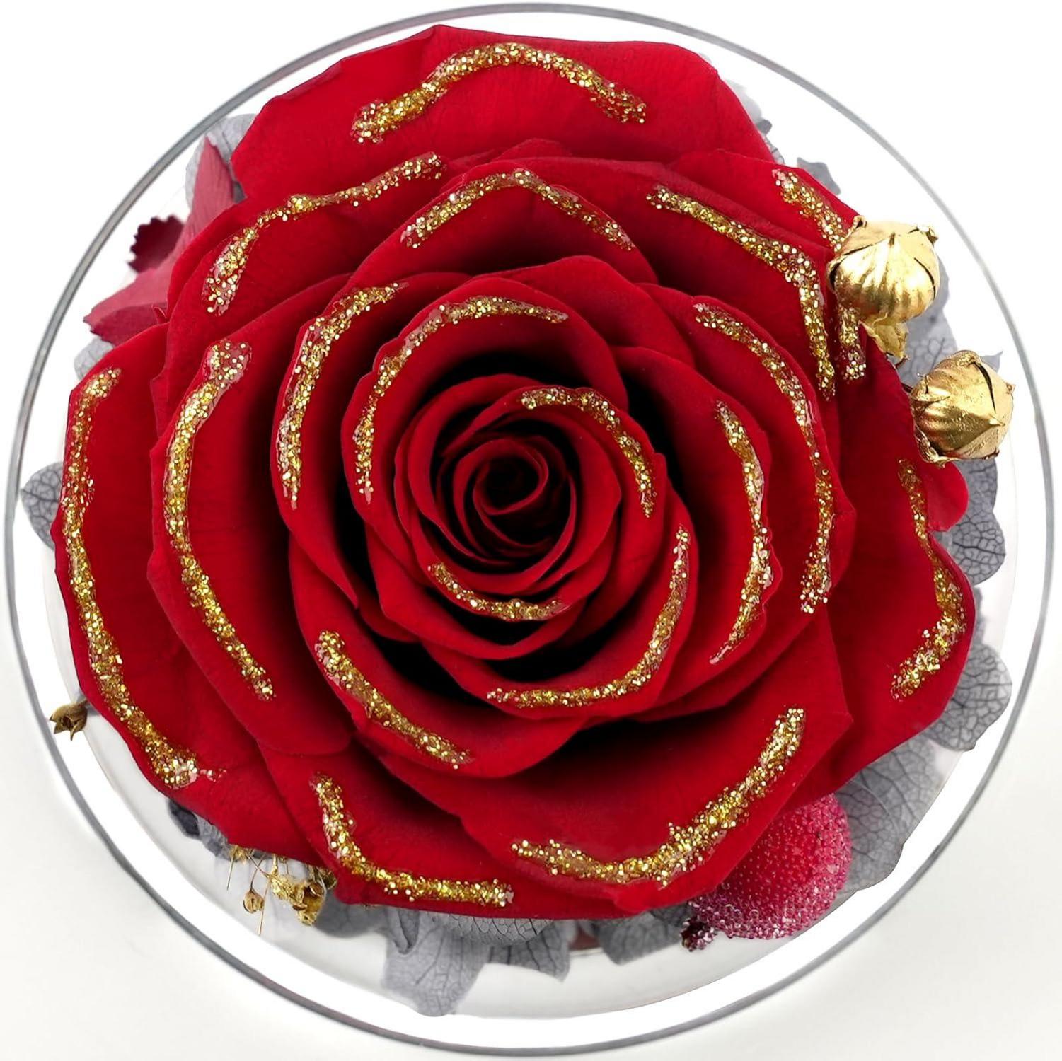 Ewige Rose Engel Glaskuppel Rote Rosen Muttertagsgeschenk