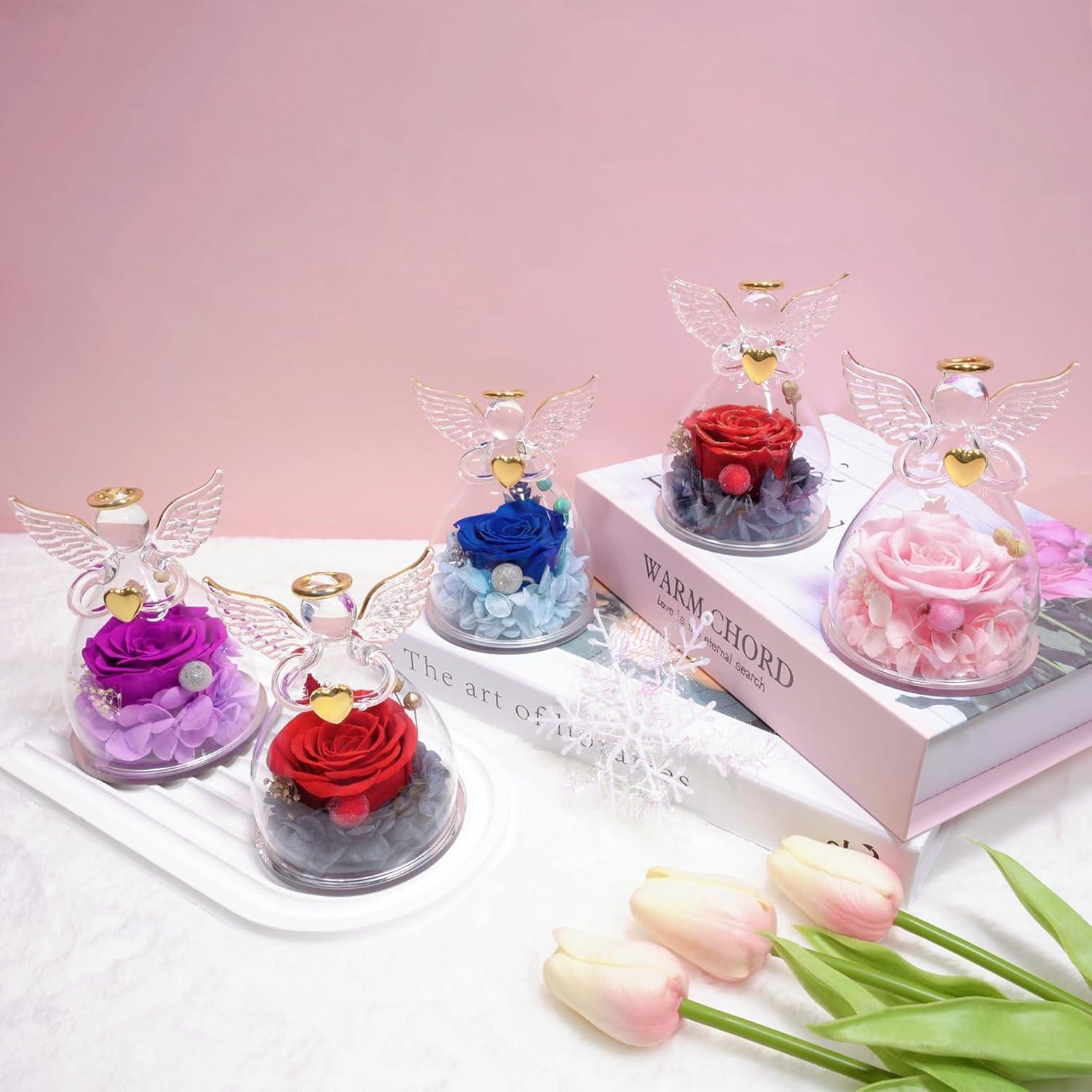 Ewige Rose Engel Glaskuppel Rote Rose Muttertagsgeschenk