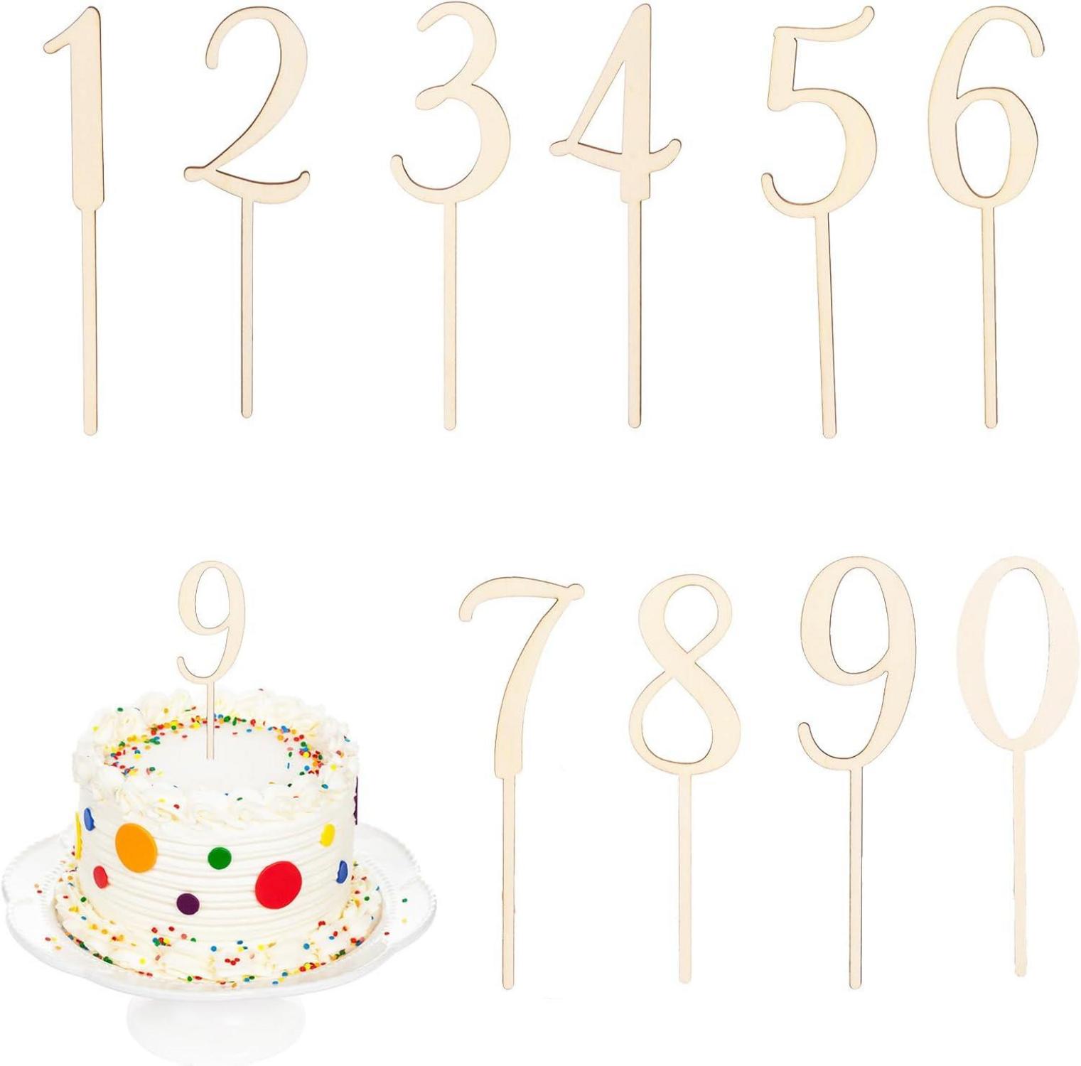 Holz Zahlen Cake Topper Happy Birthday Tortendeko 10 Stück